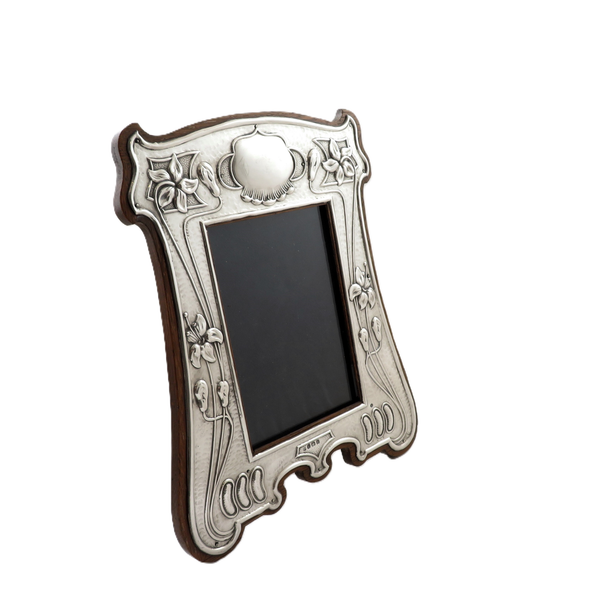 Antique Art Nouveau Sterling Silver 9 1/2" Photo Frame 1905