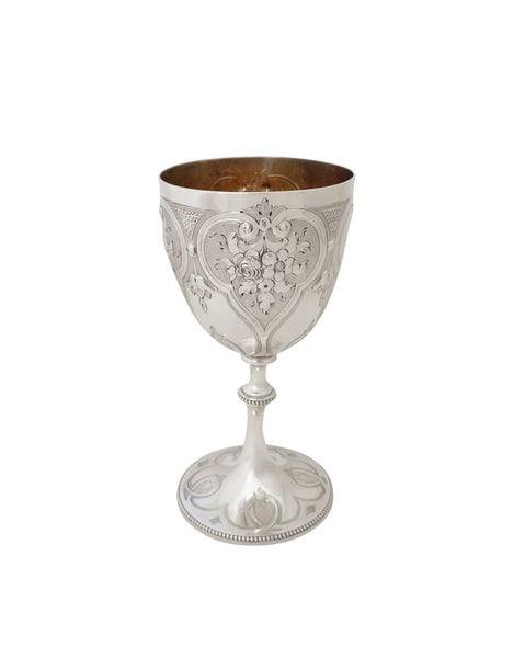 Antique Victorian Sterling Silver Wine Goblet in Case 1867