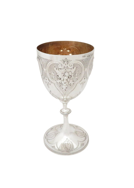 Antique Victorian Sterling Silver Wine Goblet in Case 1867