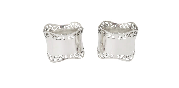 Pair of Antique George V Sterling Silver Napkin Rings in Case 1912