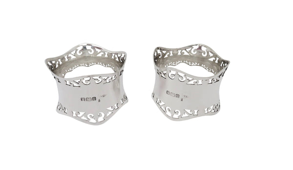 Pair of Antique George V Sterling Silver Napkin Rings in Case 1912