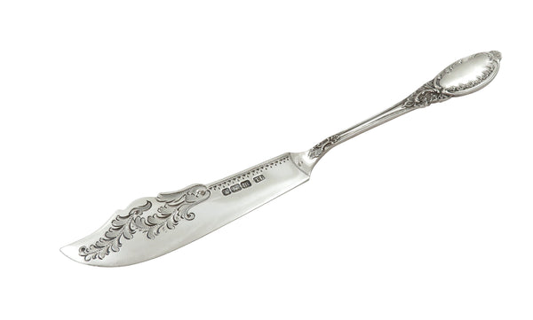 Antique Edwardian Sterling Silver Jam Spoon & Butter Knife in Case 1904