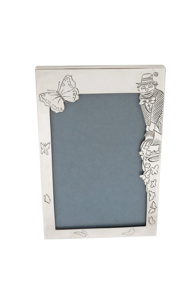 Vintage Sterling Silver Photo Frame with Clown & Butterflies 1994