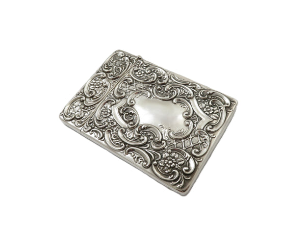 Antique Edwardian Sterling Silver 'Stag' Card Case 1902