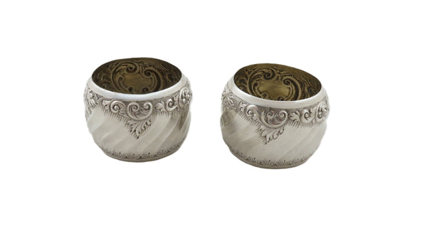 Pair of Antique Scottish Victorian Sterling Silver Napkin Rings in Case 1900