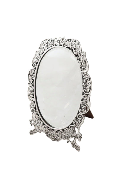 Antique Victorian Sterling Silver Framed Mirror 1889