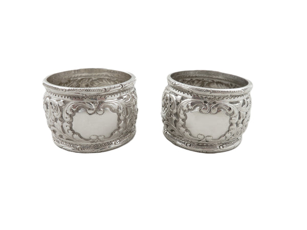 Pair of Antique Victorian Sterling Silver Napkin Rings in Case 1892/93