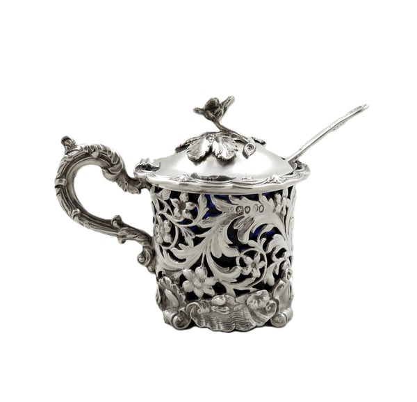 Antique William IV Sterling Silver Mustard Pot with Stag Crest 1836