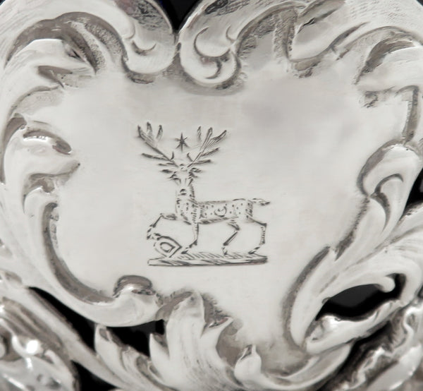 Antique William IV Sterling Silver Mustard Pot with Stag Crest 1836