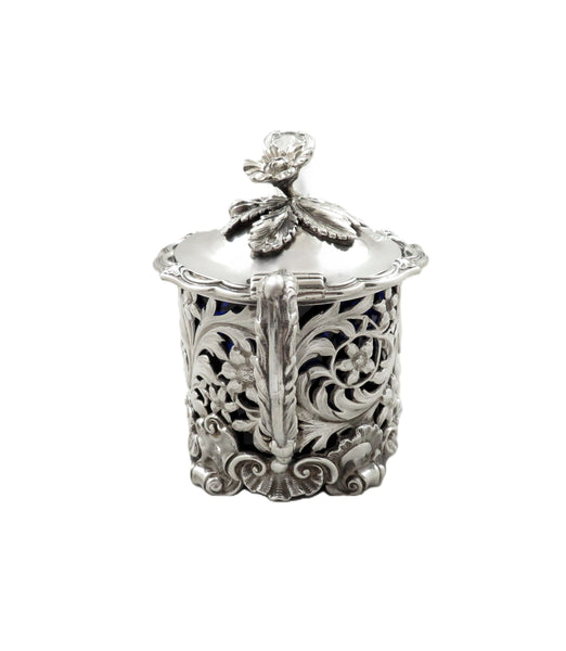 Antique William IV Sterling Silver Mustard Pot with Stag Crest 1836