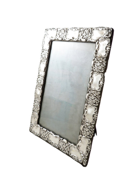 Antique Edwardian Sterling Silver 13" Photo Frame 1902