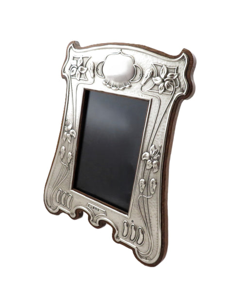 Antique Art Nouveau Sterling Silver 9 1/2" Photo Frame 1905