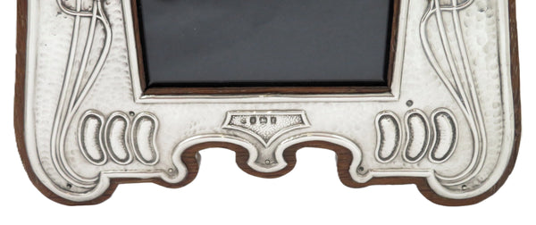 Antique Art Nouveau Sterling Silver 9 1/2" Photo Frame 1905