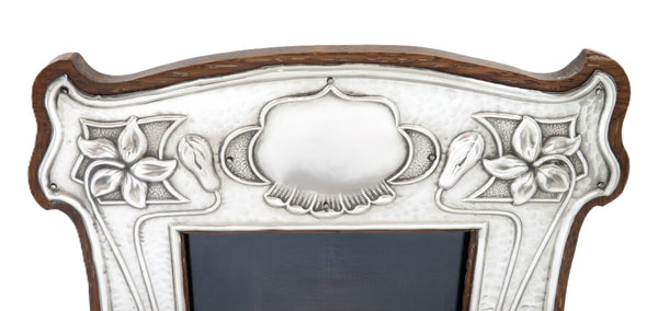 Antique Art Nouveau Sterling Silver 9 1/2" Photo Frame 1905